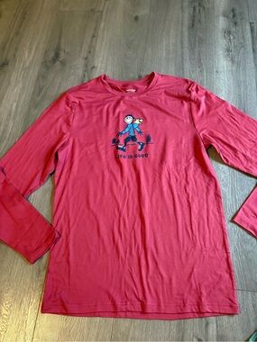 Life Is Good Red Long Sleeve Sleepwear Hiking size medium NWOT